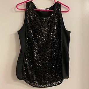 Black sequin sleeveless top